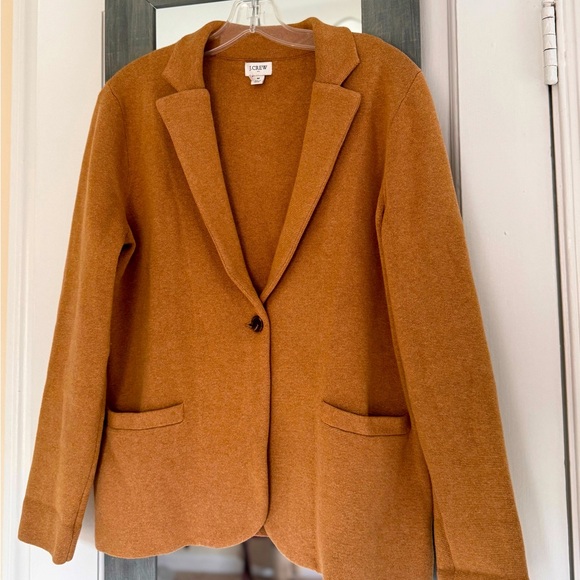 J Crew Factory School Boy Cotton Sweater Blazer In Camel - Picture 1 of 6
